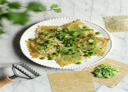Ravioles de petits pois à la ricotta