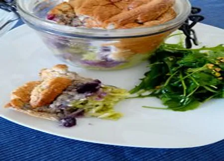 Ravioles et myrtilles soufflées aux noix