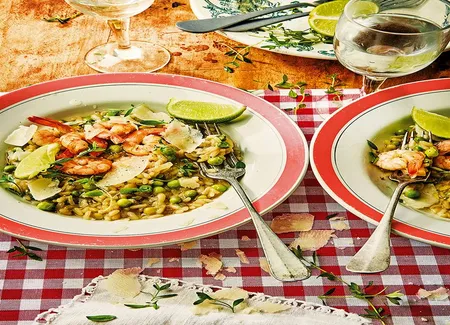 Risi e bisi, crevettes et citron vert