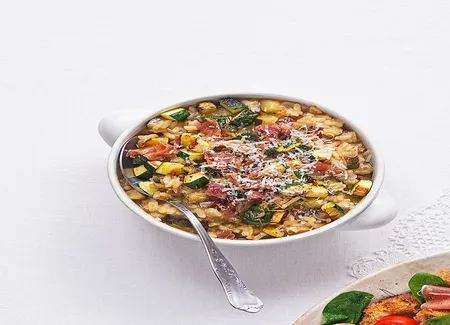 Risotto à la courgette et au jambon de parme