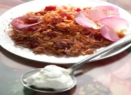 Riz, lentilles et betterave