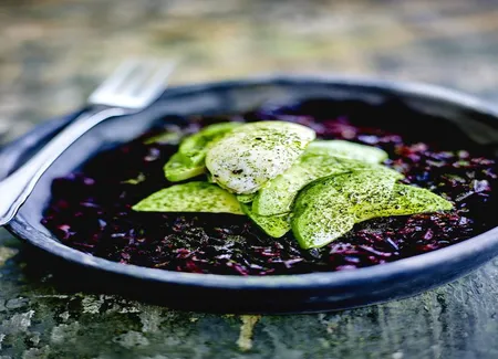 Riz noir, matcha, avocat