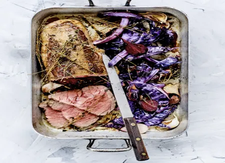 Rôti de boeuf aux betteraves et au chou rouge