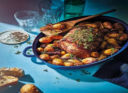 Rôti de porc au thym et grenailles