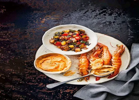 Rouille et gambas grillées