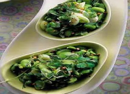 Salade de fèves, coriandre,