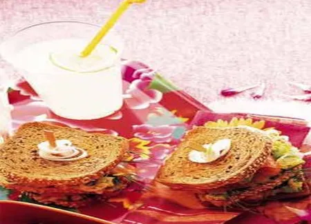 Sandwichs de pain toaste, avocat ecrase et saumon fume