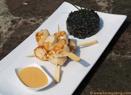 Saint jacques poêlées et risotto iodé