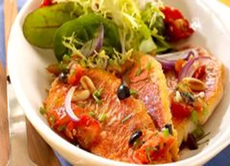 Salade gourmande de rouget roti