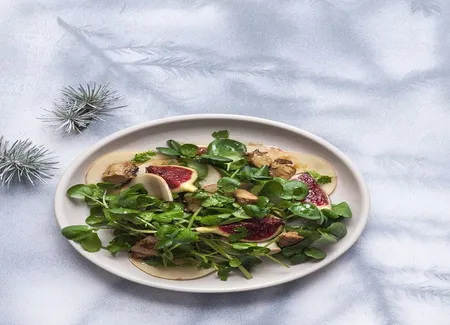 Salade de cresson, foie gras et figues