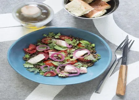 Salade de lentilles à l'anguille fumée