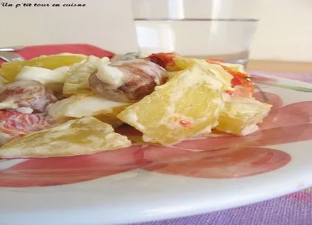 Salade de pomme de terre et sa petite sauce légère