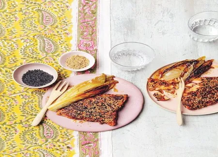 Saumon en croûte de sésame et épices tandoori