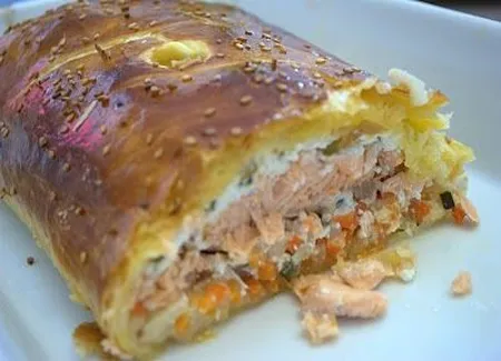 Saumon ricotta ciboulette en croûte