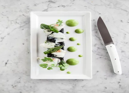 Seiche en carpaccio et riz carnaroli