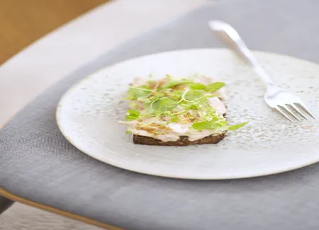 Smørrebrøds salade de poulet et pousses vertes de saison