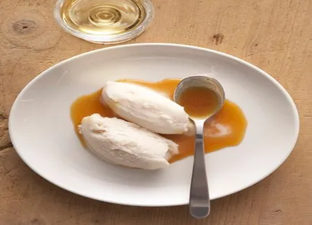 Sorbet pomme, sauce caramel