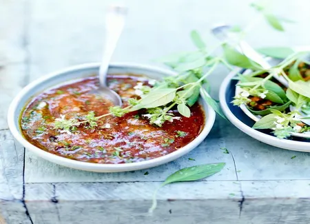 Soupe à la tomate, pesto rosso