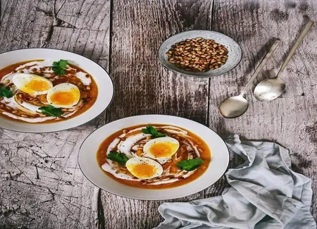 Soupe butternut, chèvre et oeuf
