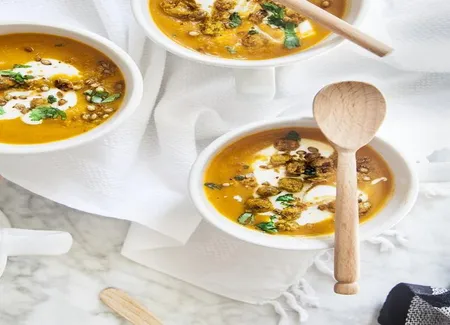 Soupe carottes rôties, tahini