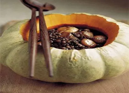 Soupière de potiron aux lentilles et aux marrons