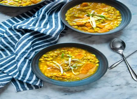 Stew de butternut, orge, curcuma