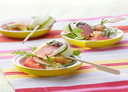 Sucettes de saumon en enveloppe de courgettes