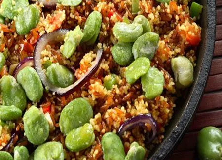 Tajine de veau aux jeunes fèves et petits violets