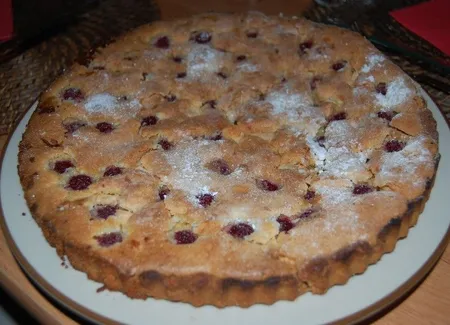 Tarte aux framboises et chocolat blanc