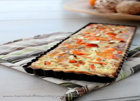 Tarte carottes, lait de coco, coriandre