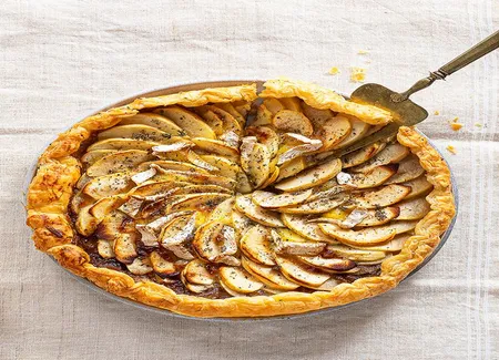 Tarte feuilletée pomme, camembert