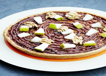 Tarte noix, caramel et poire de pierre hermé