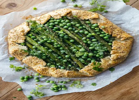 Tarte rustique asperges petit pois