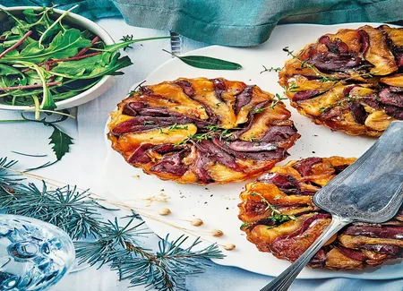 Tarte tatin de pommes et magret fumé