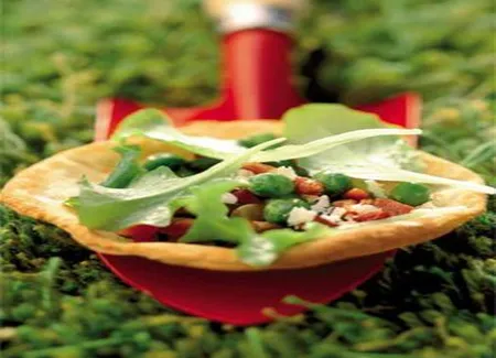Tartelettes aux petits légumes, lardons grillés