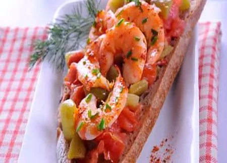 Tartine aux crevettes