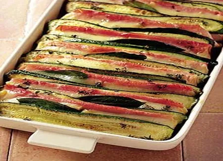 Tian de courgettes au jambon et au comté