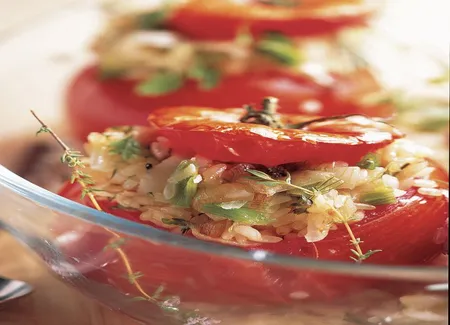 Tomates farcies au risotto de parmesan