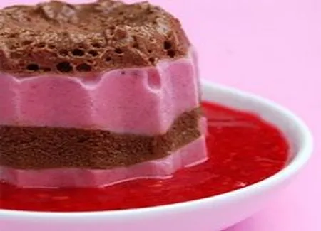 Torte au chocolat étagée à la crème glacée aux framboises