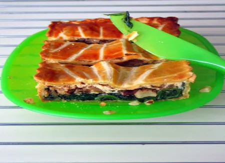 Tourte epinards, fenouils caramélisés tofu soyeux