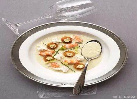 Velouté de chou-fleur aux crevettes