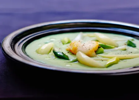 Vichyssoise infusée au haddock, poireaux et pommes de terre