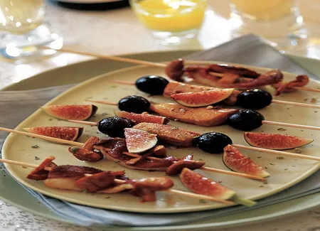 Brochettes de foie gras aux raisins
