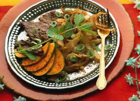Boeuf au garam masala - salade de mangue épicée