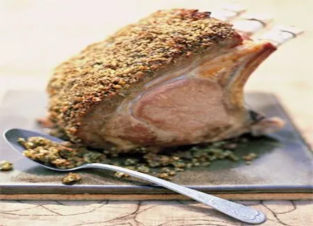 Carré de veau au pesto de noix à la roquette