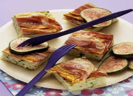Carrés de riz au jambon croustillant