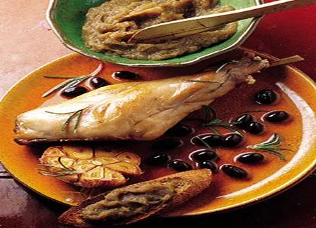 Cuisses de lapin sur caviar d'aubergine