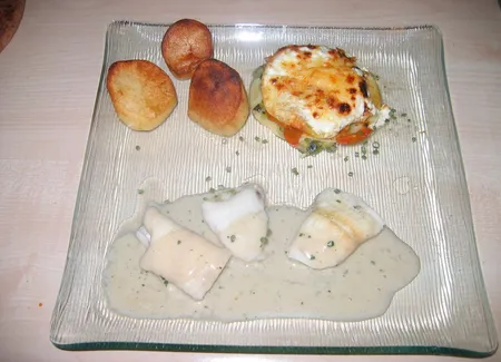 Filets de limandes au jus vanillé lasagnes provençales et pommes fondantes