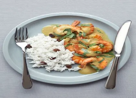 Gambas curry et riz coco