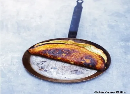 Omelette très battue aux herbes et safran